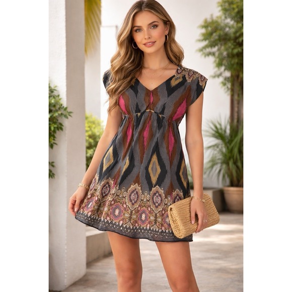 Sundance Dresses & Skirts - Sundance Womens 16 Dress Boho Ethnic Boho Flowy Empire Waist Cap Sleeve Festival